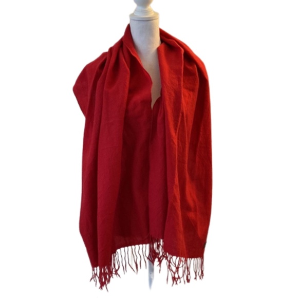 MARJA KURKI WOOL RED TASSEL SCARF - Picture 1 of 3